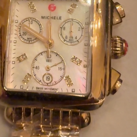 Gold Plated Michele Deco Watch - Picture 2 of 4
